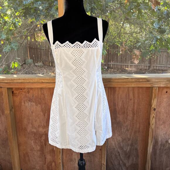 Free People Vanda Cotton Mini Dress White Size M - Picture 1 of 10
